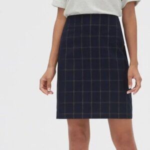Banana Republic Windowpane Check Metallic Mini Skirt In Blue And Gold Size 2 EUC